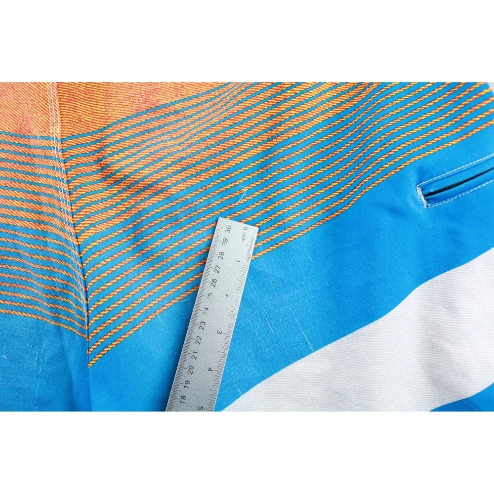 O'Neill Board Shorts Mens 36 Blue Orange Striped Hyperfreak Swim Trunks Pocket